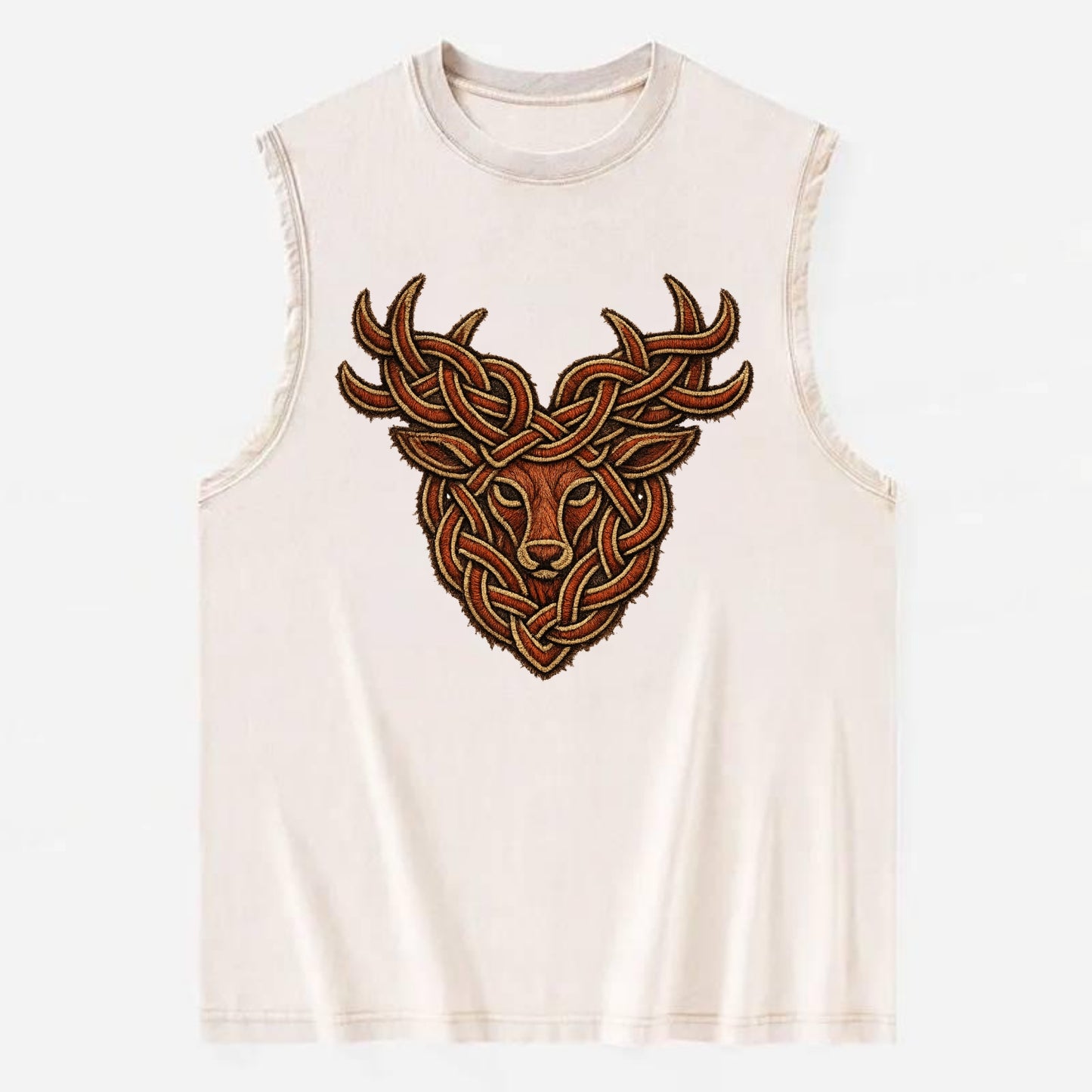 Stag Knot - Vintage Washed Tank - Beige