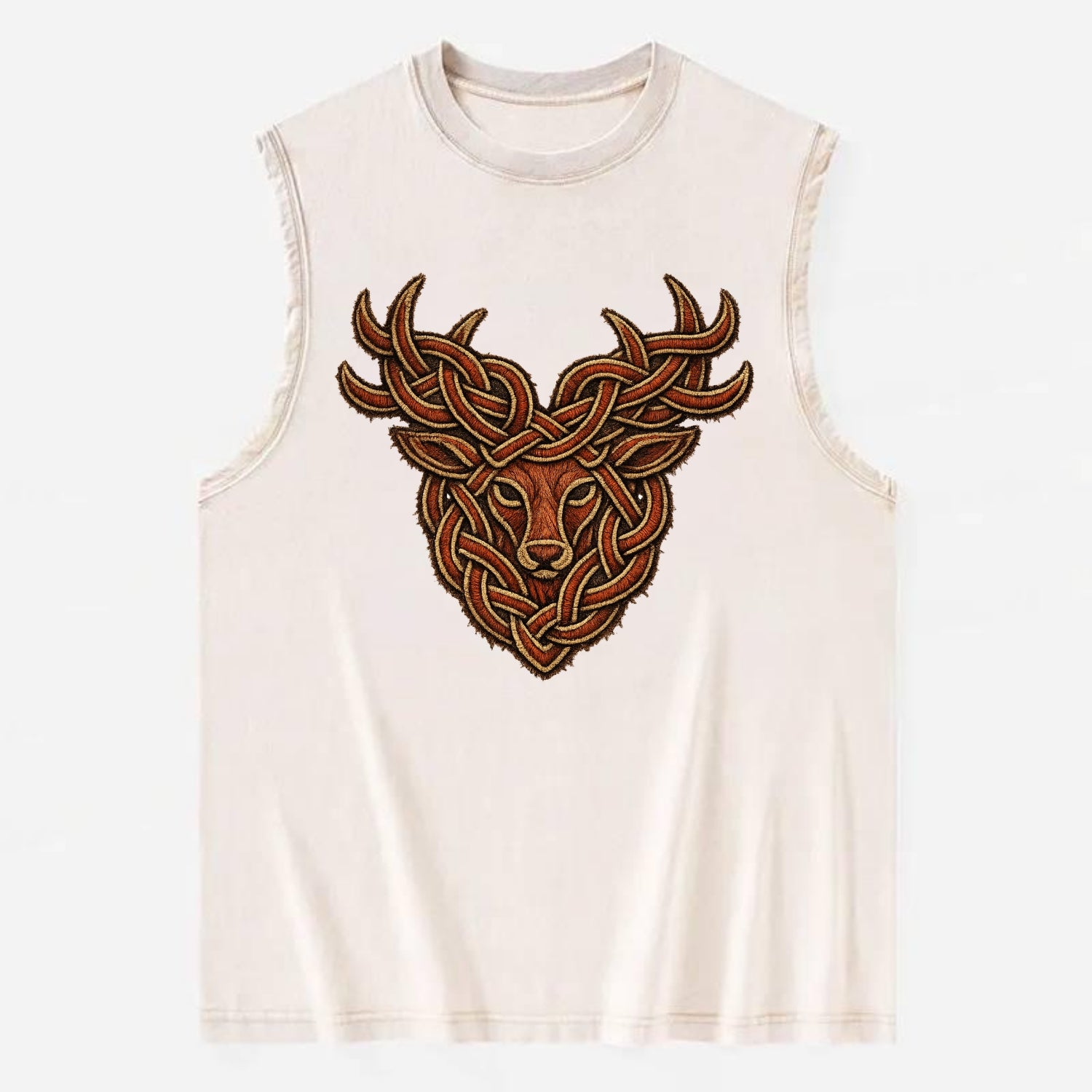 Stag Knot - Vintage Washed Tank - Beige
