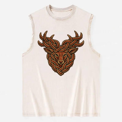 Stag Knot - Vintage Washed Tank - Beige