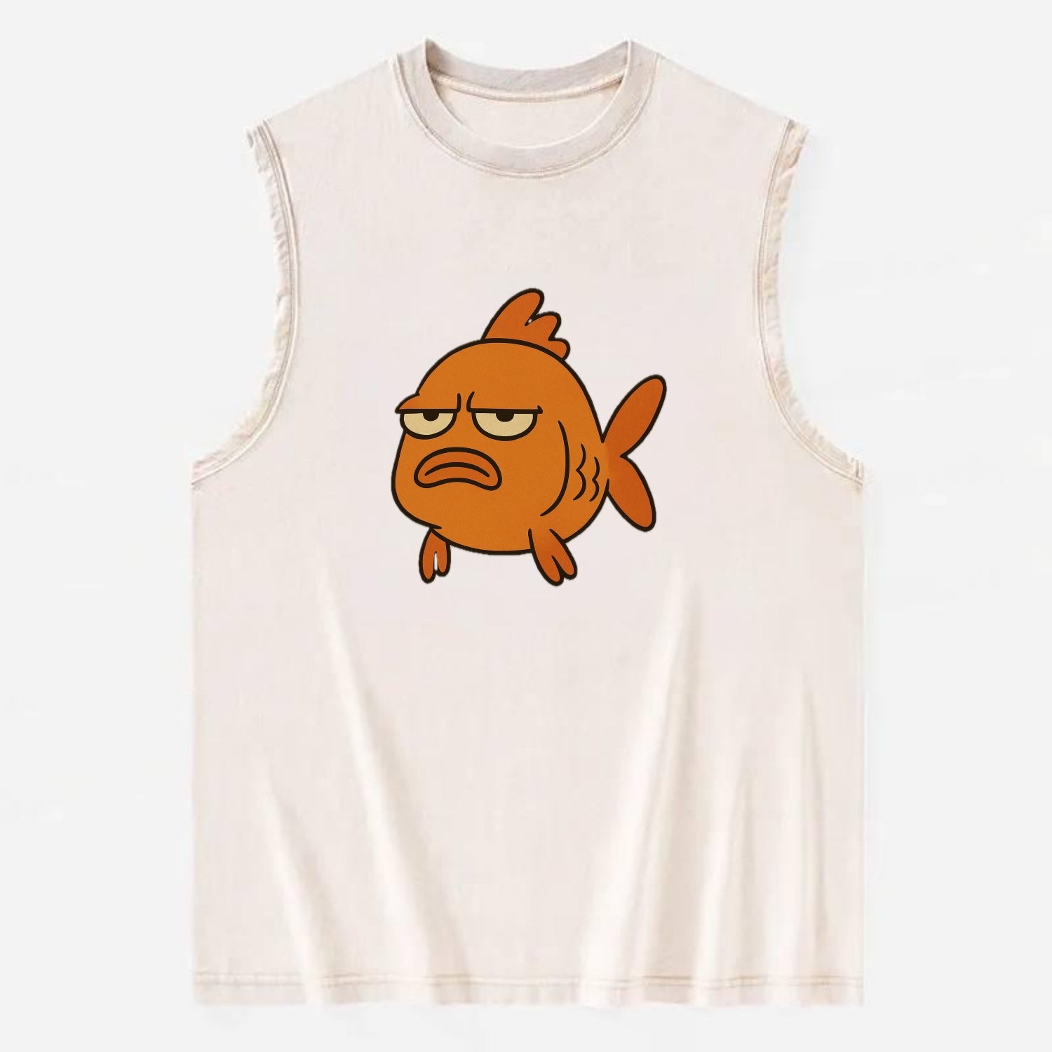 The Goldfish Judging Silently - Vintage Washed Tank - Beige