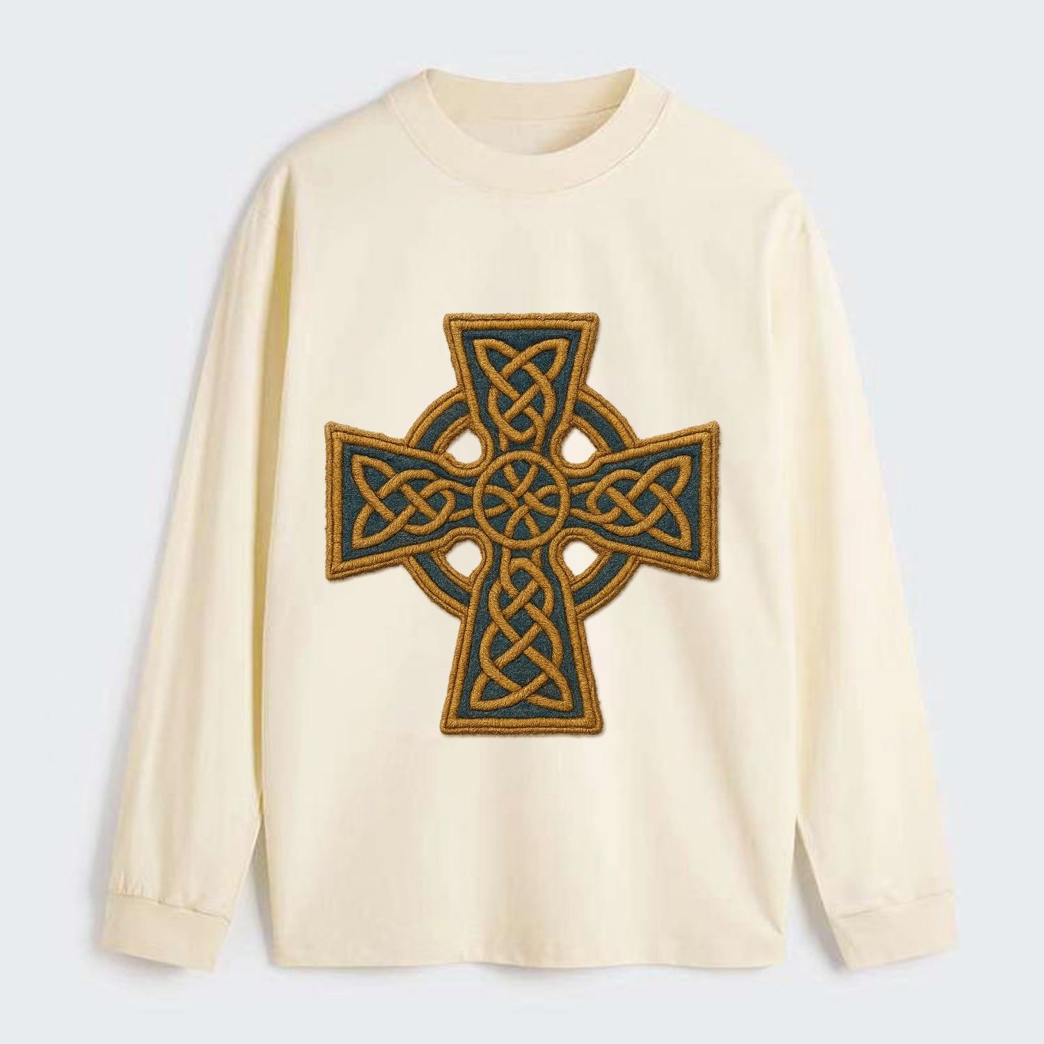 Book Of Kells Cross - Classic Long Sleeve Shirt - Beige