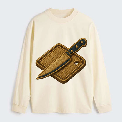 Chef knife with cutting board - culinary enthusiast - Classic Long Sleeve Shirt - Beige