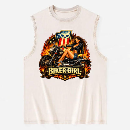 Vintage Biker Pin Up - Vintage Washed Tank - Beige