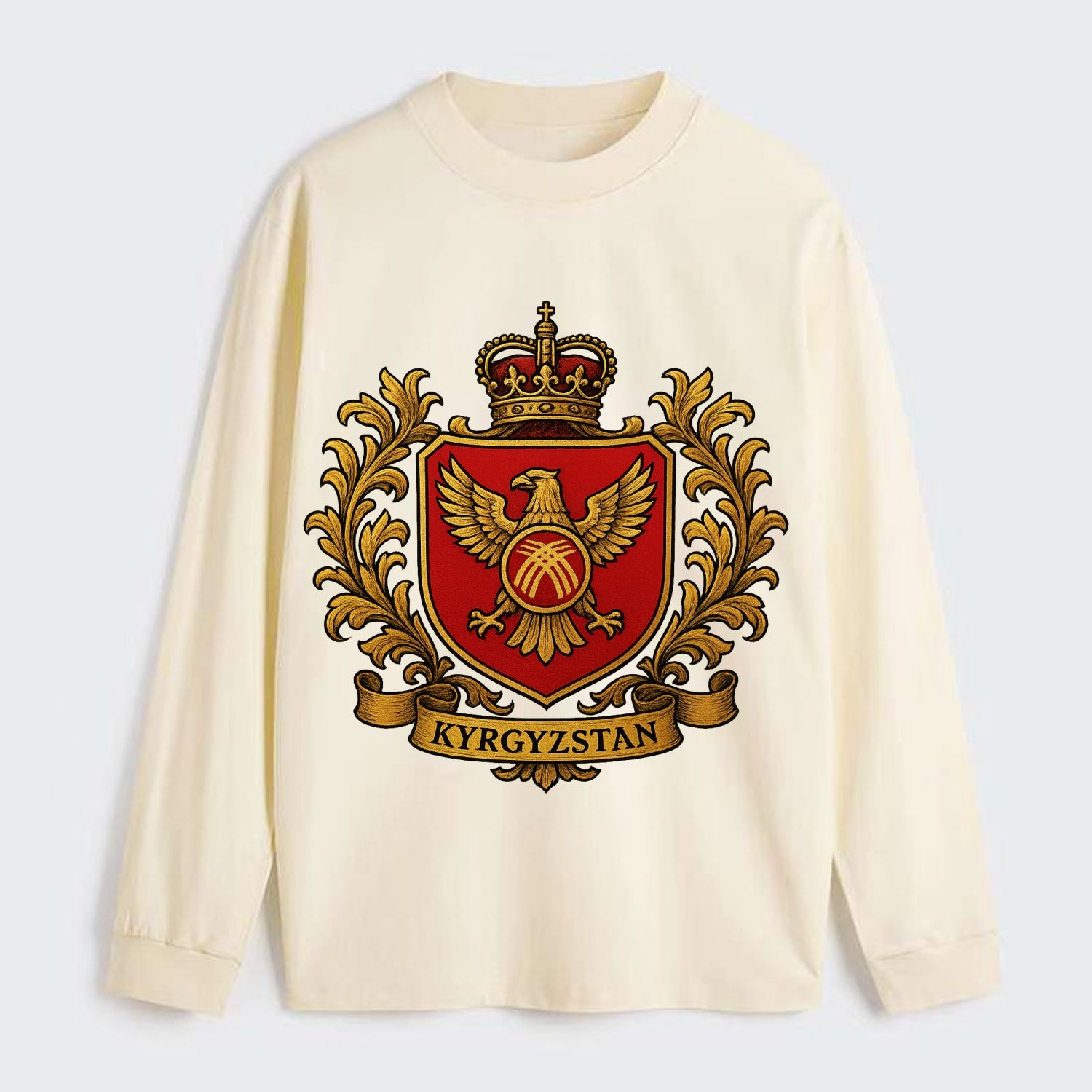 Kyrgyzstan Heritage Badge - Classic Long Sleeve Shirt - Beige