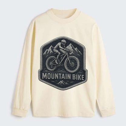 Mountain bike with rugged tires - cyclist badge - Classic Long Sleeve Shirt - Beige