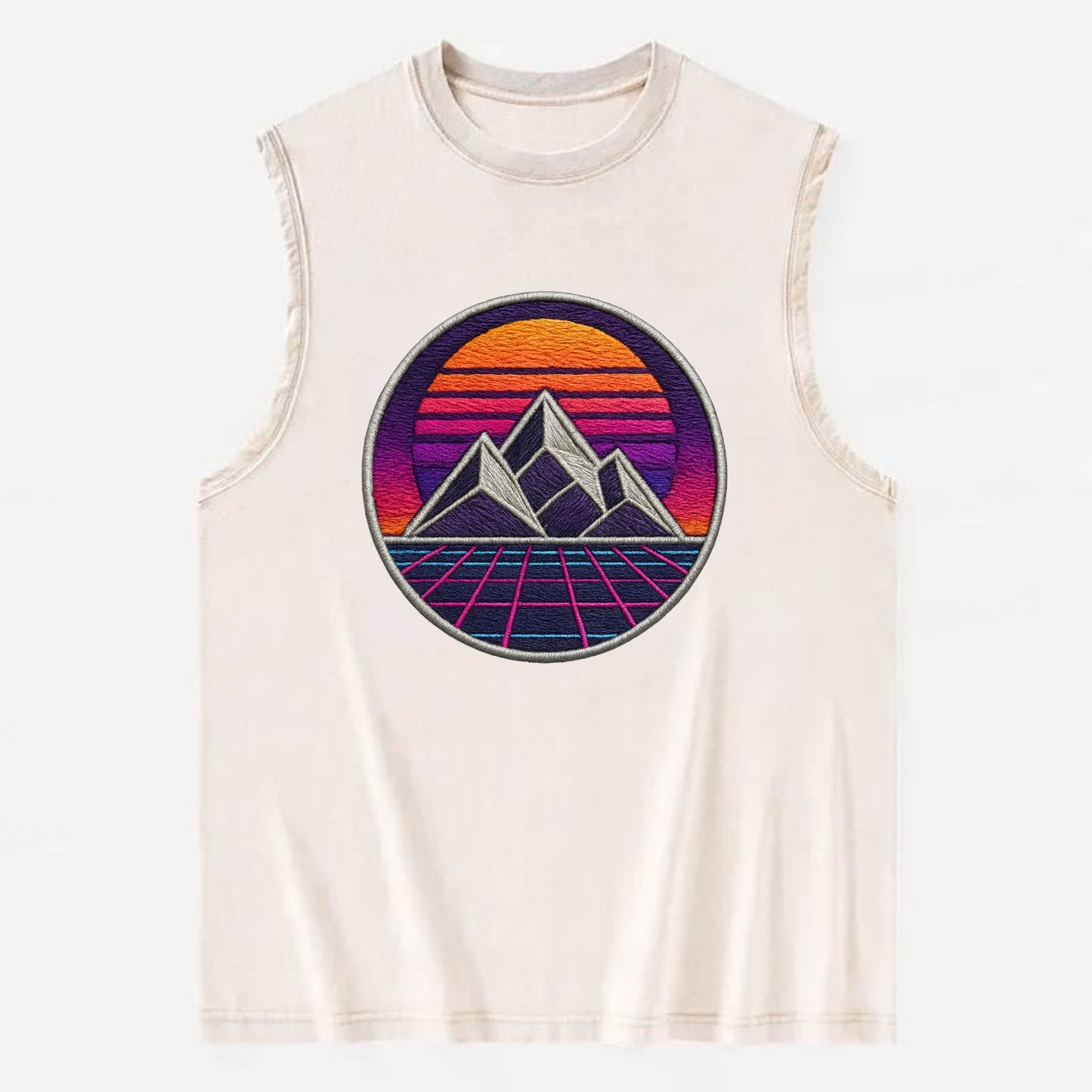 Retrowave Mountains - Vintage Washed Tank - Beige