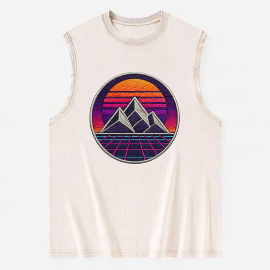 Retrowave Mountains - Vintage Washed Tank - Beige