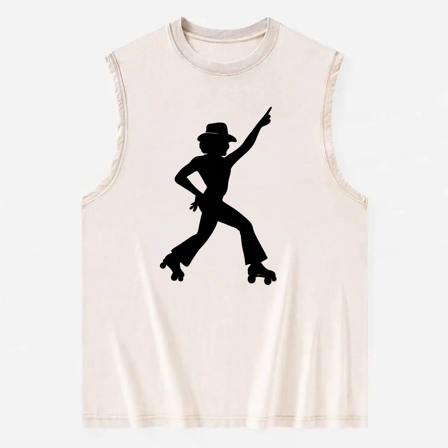 Retro roller skater in disco pose - Vintage Washed Tank - Beige