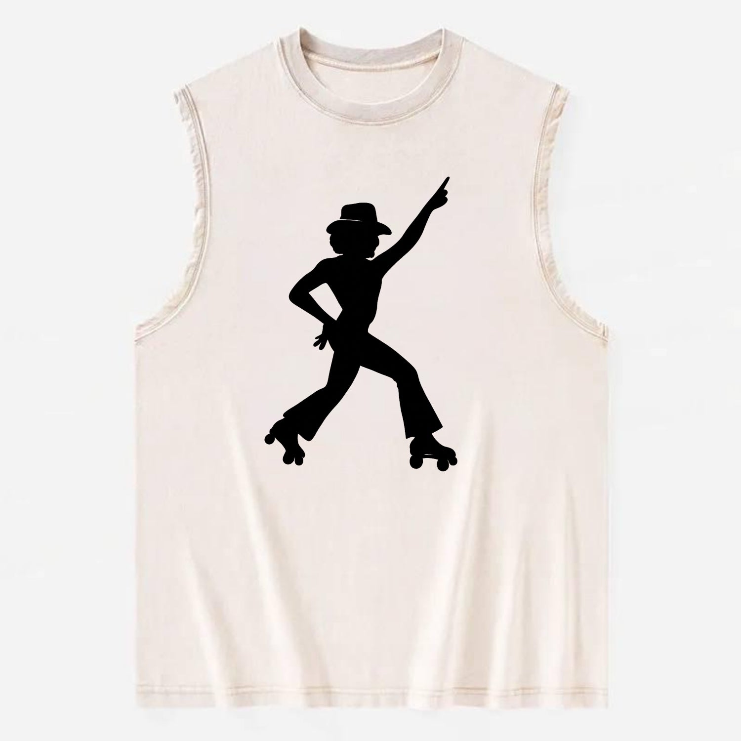 Retro roller skater in disco pose - Vintage Washed Tank - Beige