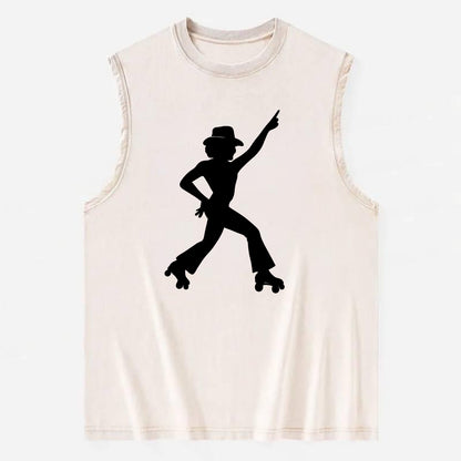 Retro roller skater in disco pose - Vintage Washed Tank - Beige