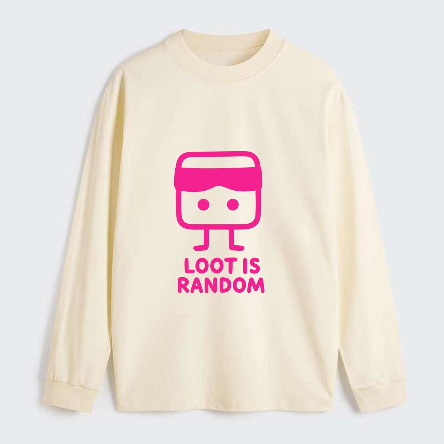 LOOT IS RANDOM | Dice wearing blindfold - Classic Long Sleeve Shirt - Beige
