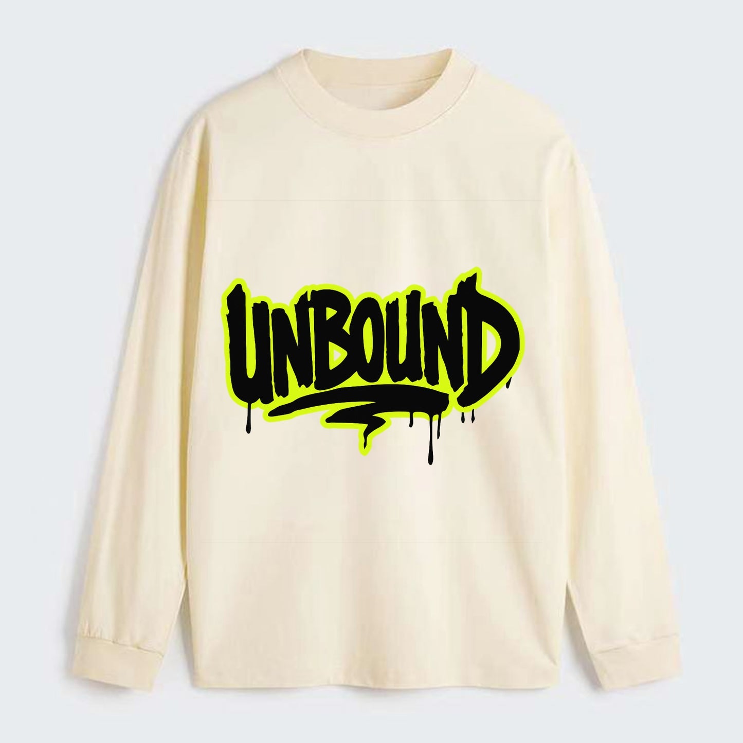 Bold typography design - "UNBOUND" - without limits, free from - Classic Long Sleeve Shirt - Beige