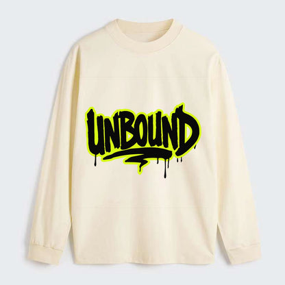 Bold typography design - "UNBOUND" - without limits, free from - Classic Long Sleeve Shirt - Beige