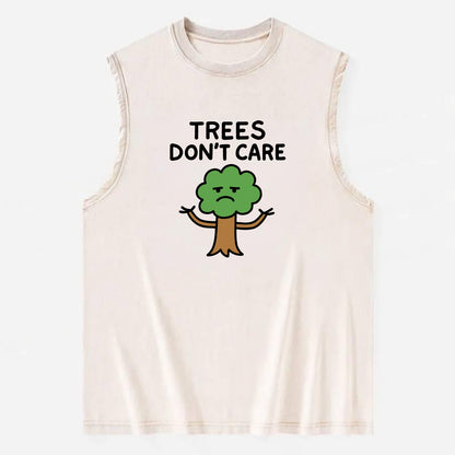 TREES DONT CARE | Indifferent oak shrugging branches - Vintage Washed Tank - Beige