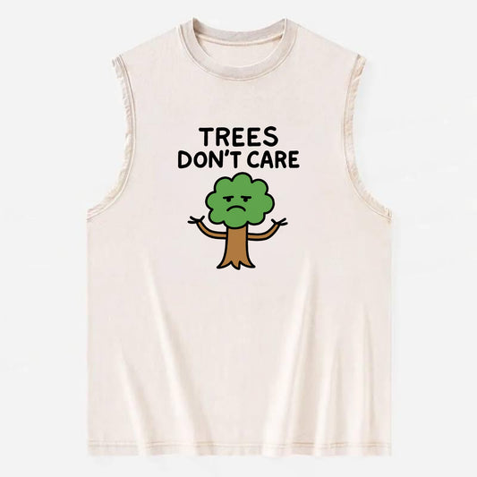 TREES DONT CARE | Indifferent oak shrugging branches - Vintage Washed Tank - Beige