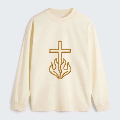 Burning Bush Cross  - Classic Long Sleeve Shirt - Beige