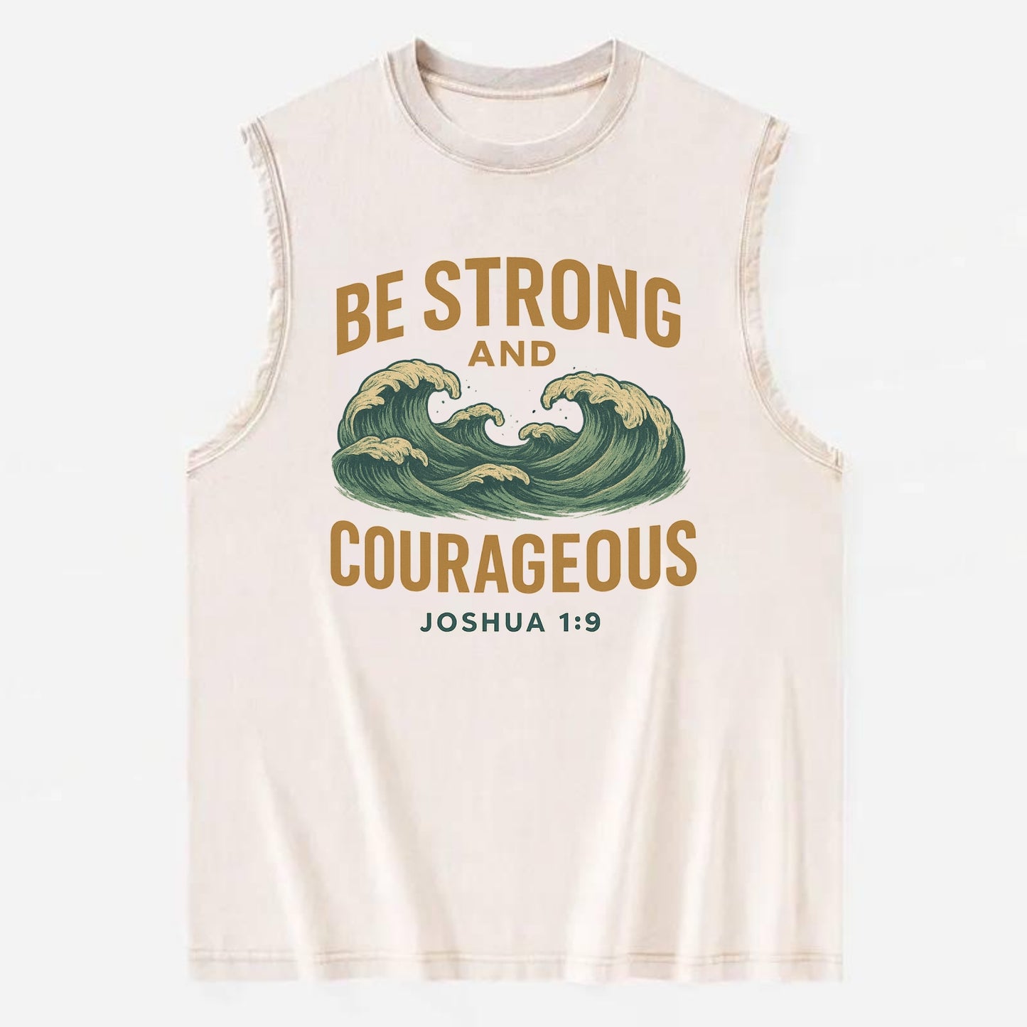 Joshua 1:9 Ocean - Vintage Washed Tank - Beige