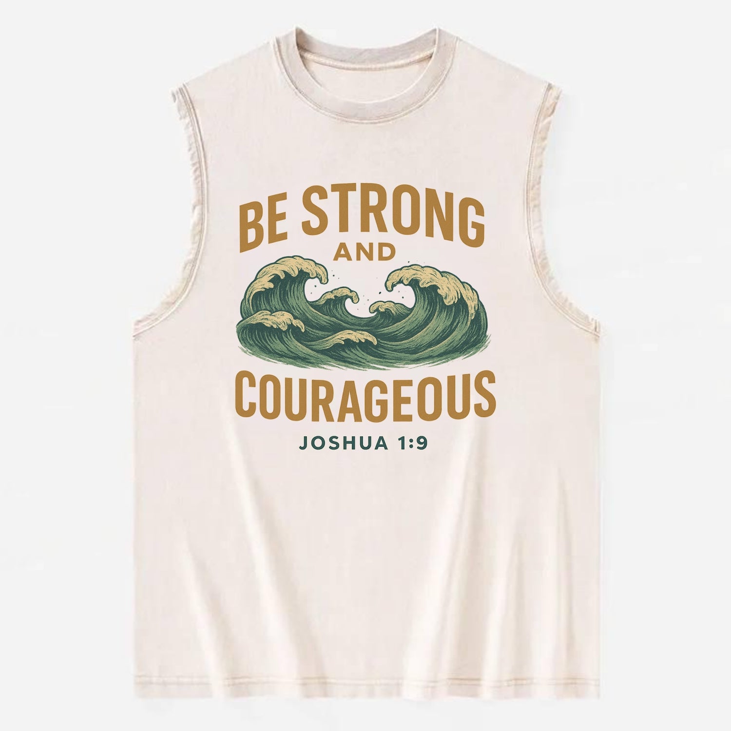 Joshua 1:9 Ocean - Vintage Washed Tank - Beige