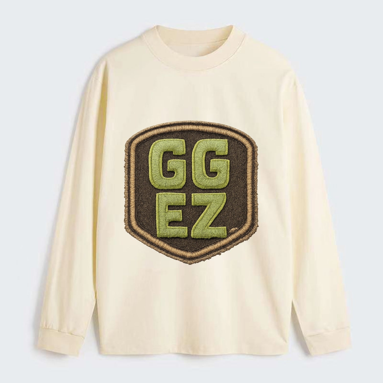 GG EZ - victory text in neon green , easy win - Classic Long Sleeve Shirt - Beige