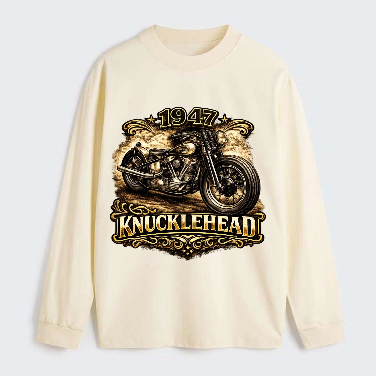 1947 Knucklehead Bobber - Classic Long Sleeve Shirt - Beige