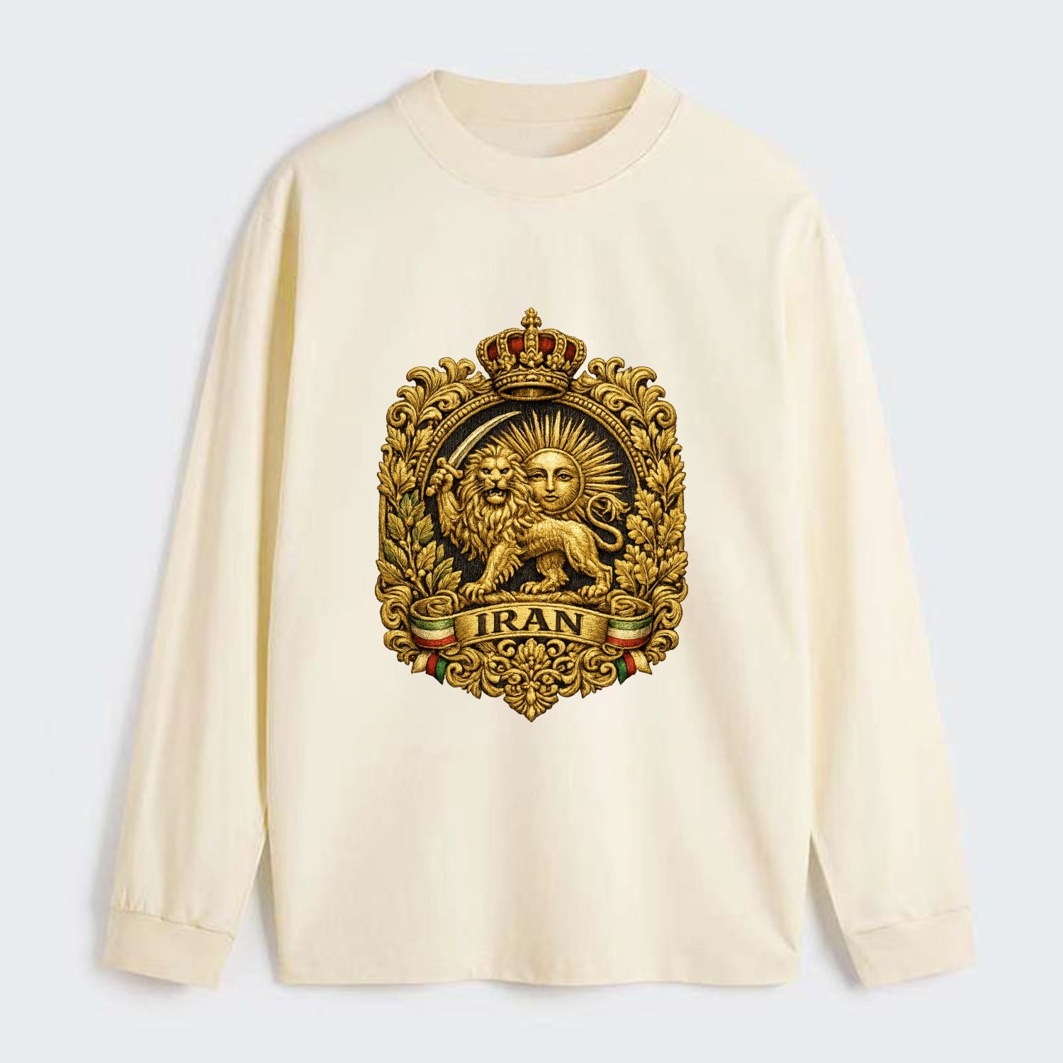 Iran Lion Sun Badge - Classic Long Sleeve Shirt - Beige