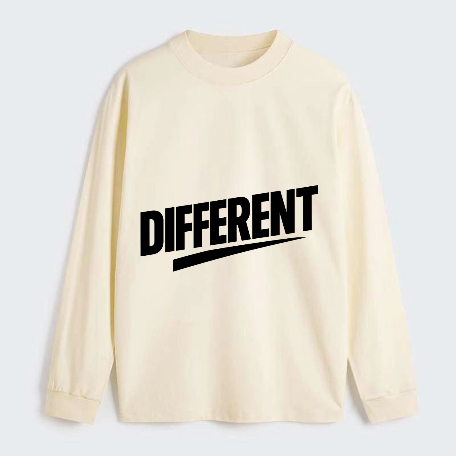 Bold typography design - "DIFFERENT" - standing out, not following crowd - Classic Long Sleeve Shirt - Beige