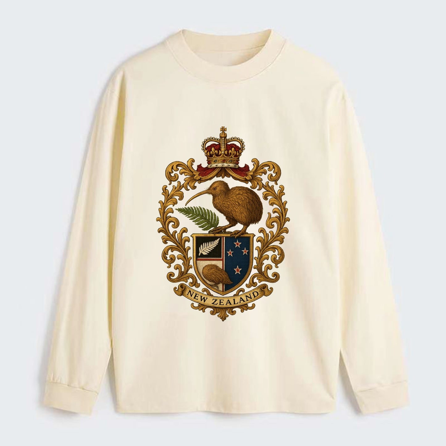 New Zealand Kiwi Emblem - Classic Long Sleeve Shirt - Beige