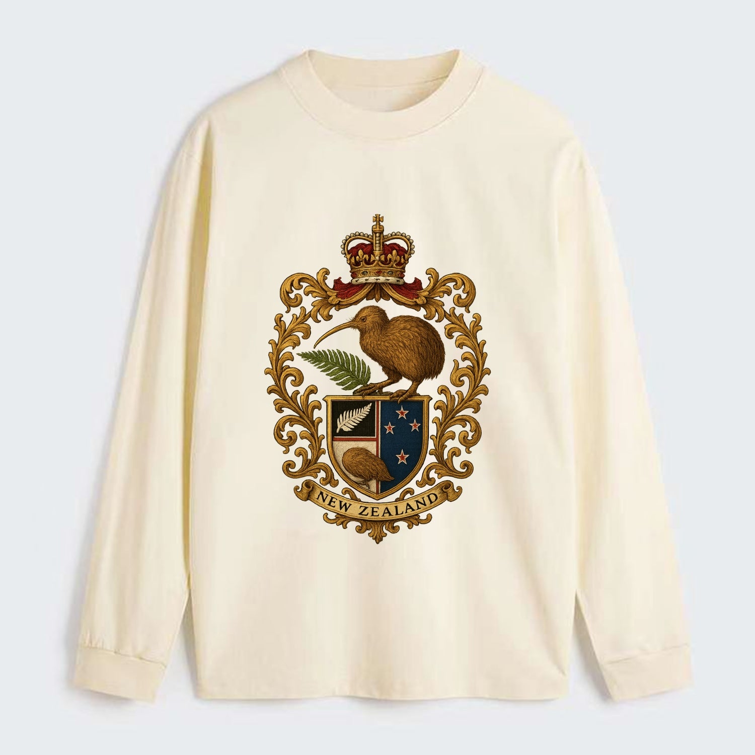 New Zealand Kiwi Emblem - Classic Long Sleeve Shirt - Beige
