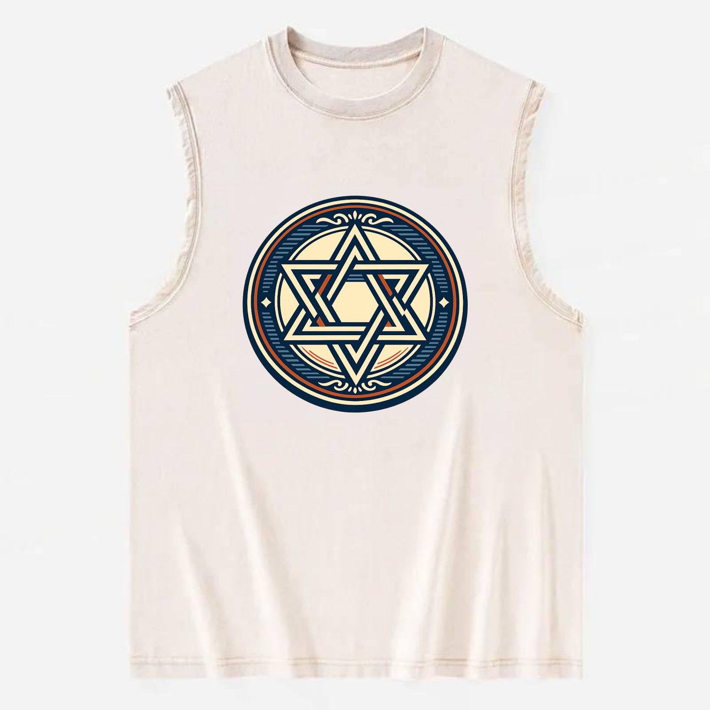 Celestial Unity Emblem - Vintage Washed Tank - Beige