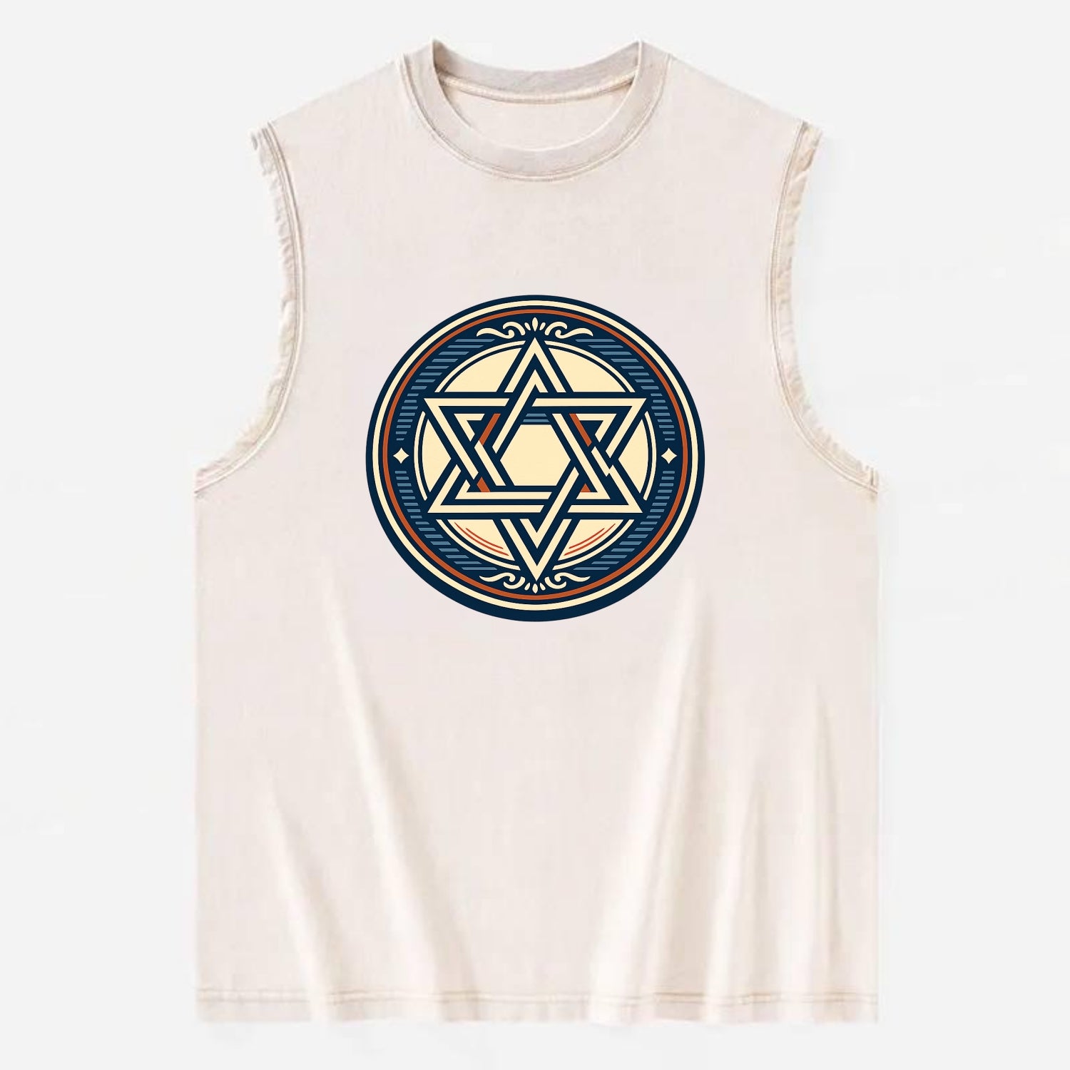 Celestial Unity Emblem - Vintage Washed Tank - Beige
