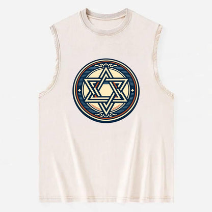 Celestial Unity Emblem - Vintage Washed Tank - Beige