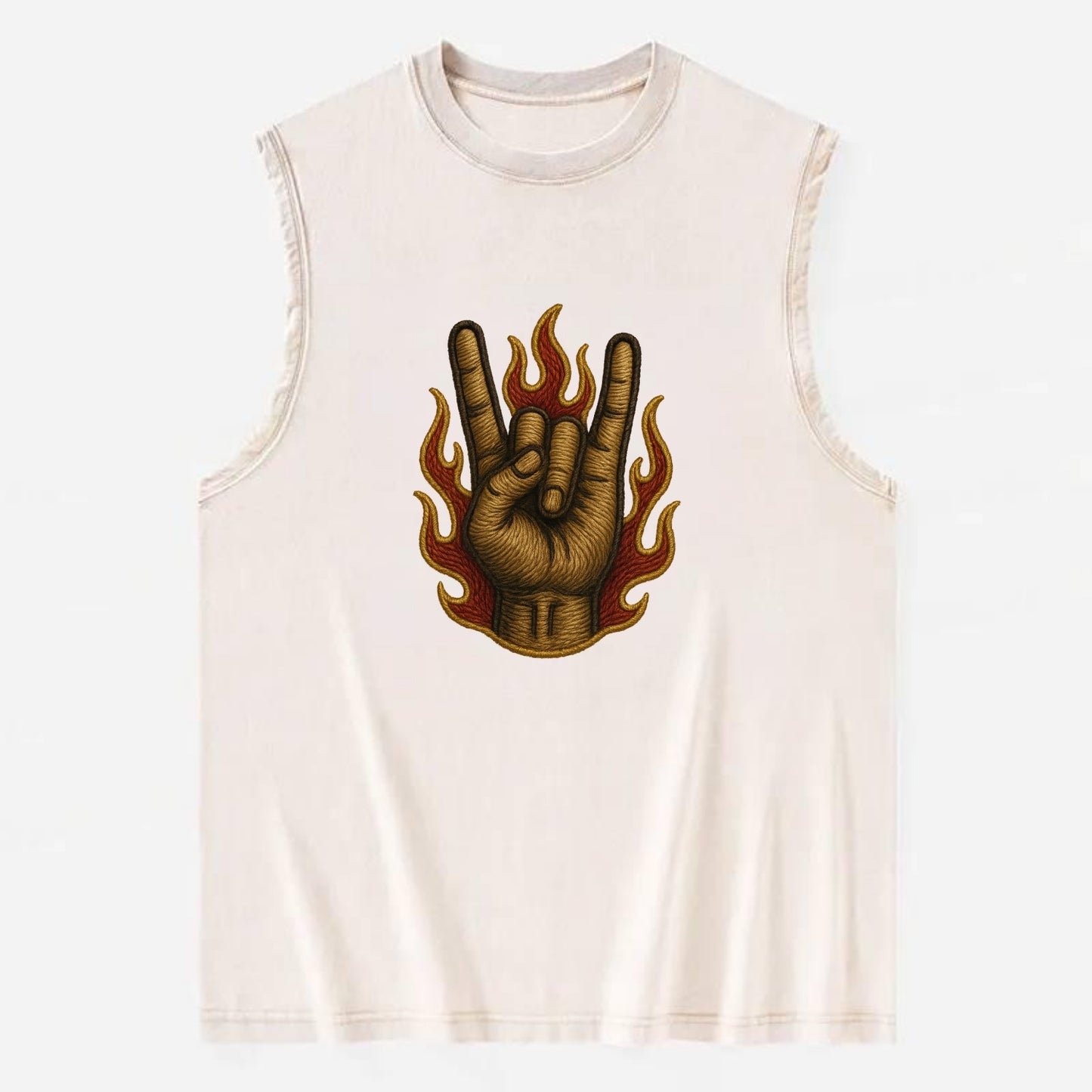Devil Horns  - Vintage Washed Tank - Beige