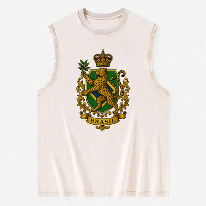 Brazil Jaguar Emblem  - Vintage Washed Tank - Beige