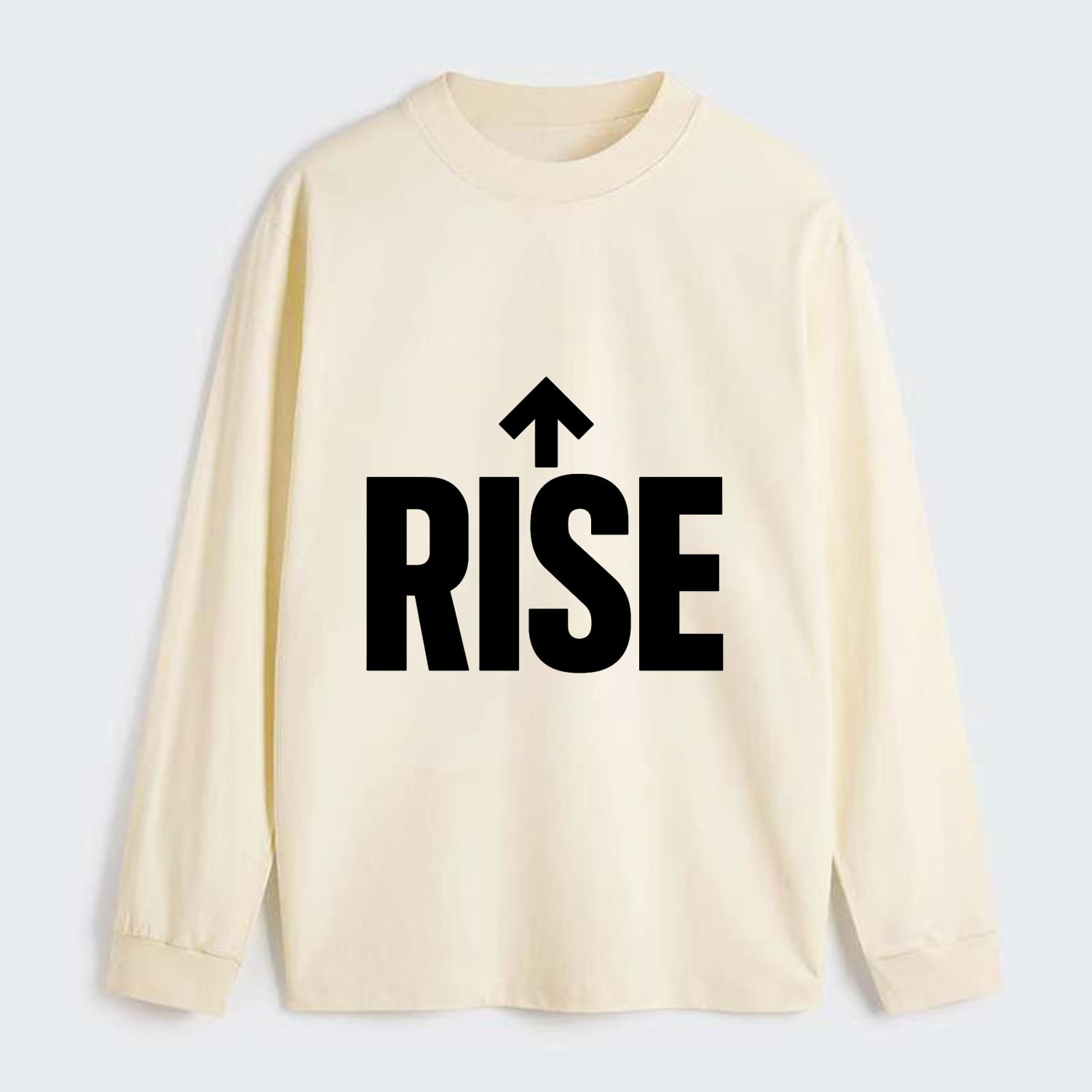 Bold typography design - "RISE" - getting up, ascending, elevating - Classic Long Sleeve Shirt - Beige