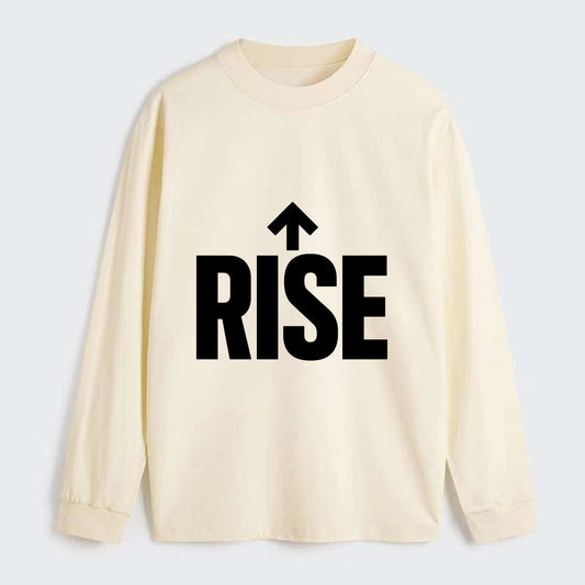 Bold typography design - "RISE" - getting up, ascending, elevating - Classic Long Sleeve Shirt - Beige