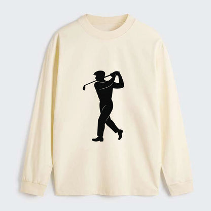 Golfer perfect swing follow-through - Classic Long Sleeve Shirt - Beige
