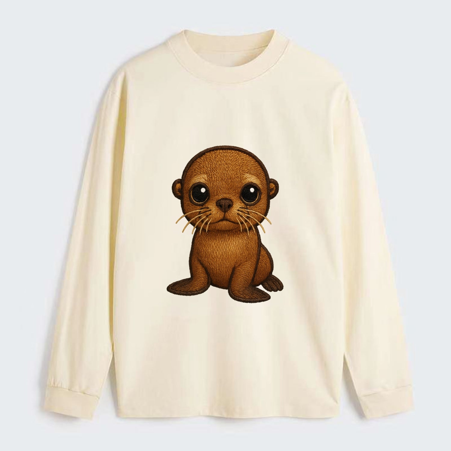 Baby California Sea Lion - golden brown, large expressive eyes, - Classic Long Sleeve Shirt - Beige