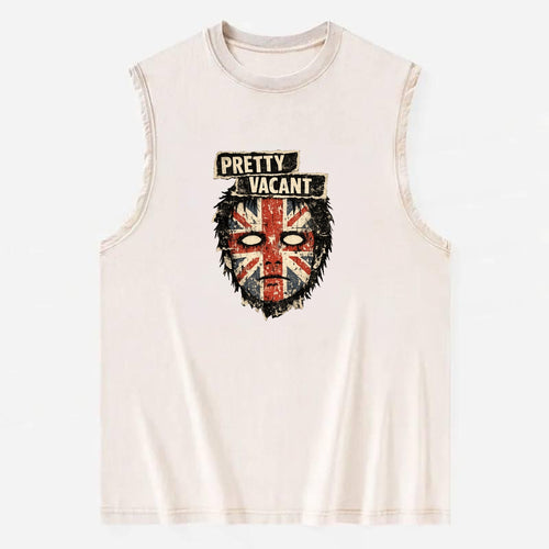 PRETTY VACANT | Blank stare Union Jack face | Empty expression | Punk - Vintage Washed Tank