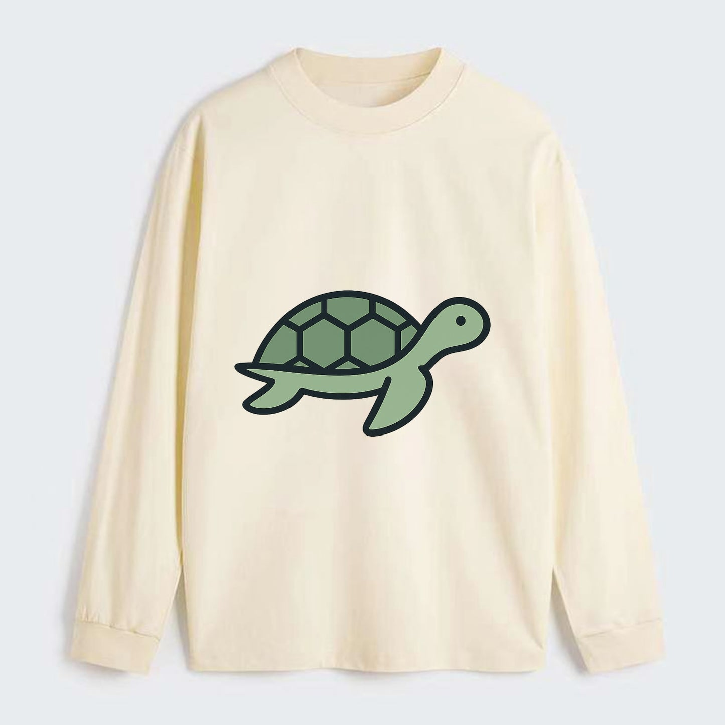 Sea Turtle - Green with shell pattern flat side profile - Classic Long Sleeve Shirt - Beige