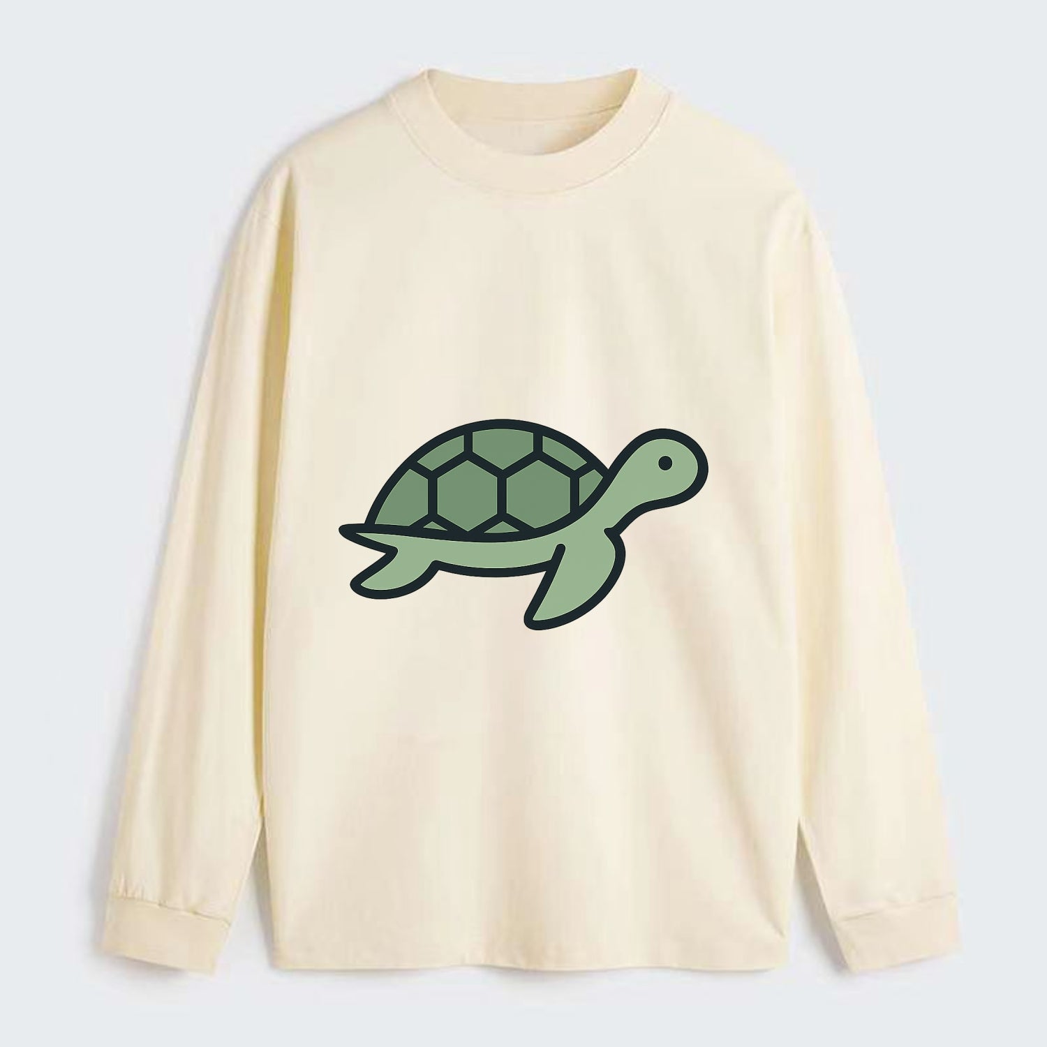 Sea Turtle - Green with shell pattern flat side profile - Classic Long Sleeve Shirt - Beige