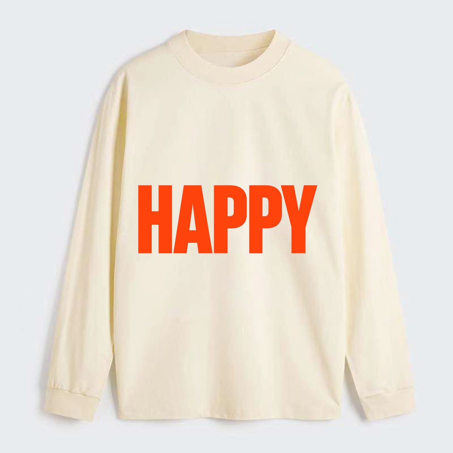 Bold typography design - "HAPPY" - joyful, content, pleased - Classic Long Sleeve Shirt - Beige