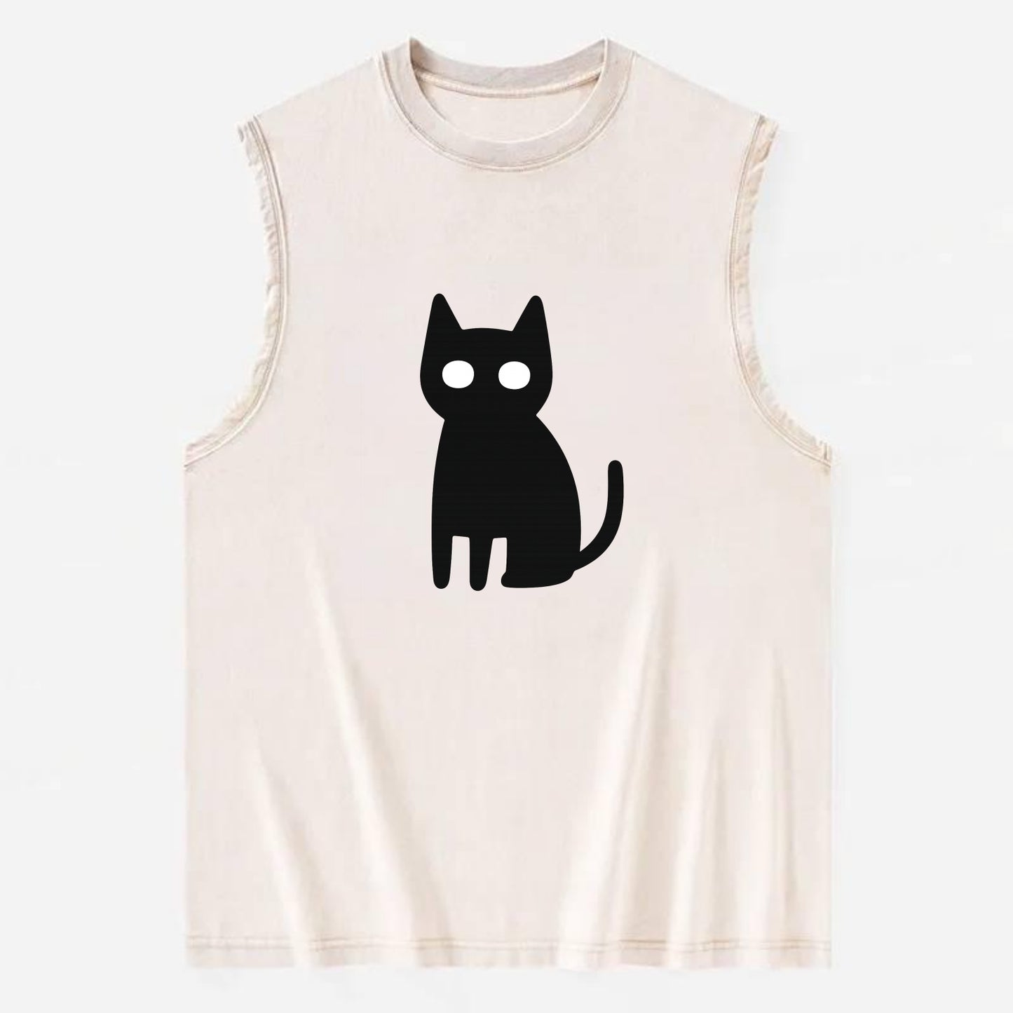 YOU MUST EMBRACE THE VOID | Black cat st - Vintage Washed Tank - Beige