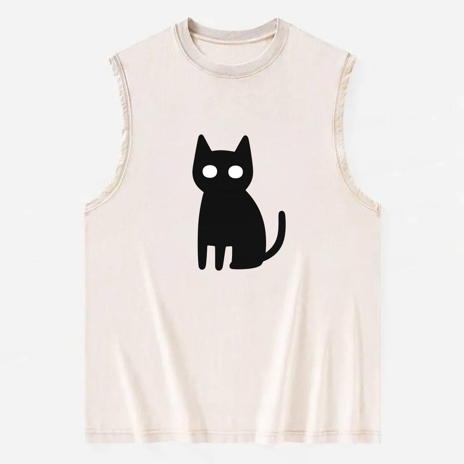 YOU MUST EMBRACE THE VOID | Black cat st - Vintage Washed Tank - Beige