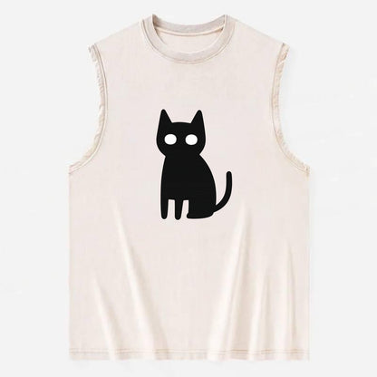 YOU MUST EMBRACE THE VOID | Black cat st - Vintage Washed Tank - Beige