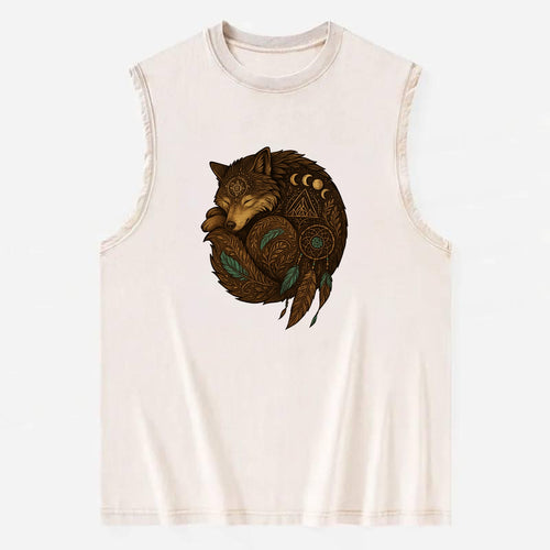 Sleeping Wolf Peace  - Vintage Washed Tank