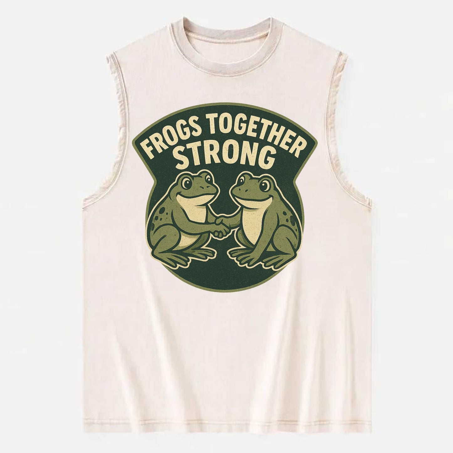 Frogs Together Strong 3 - Vintage Washed Tank - Beige