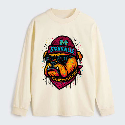 Starkville Bulldog wearing Mississippi State beanie with M patch - Classic Long Sleeve Shirt - Beige