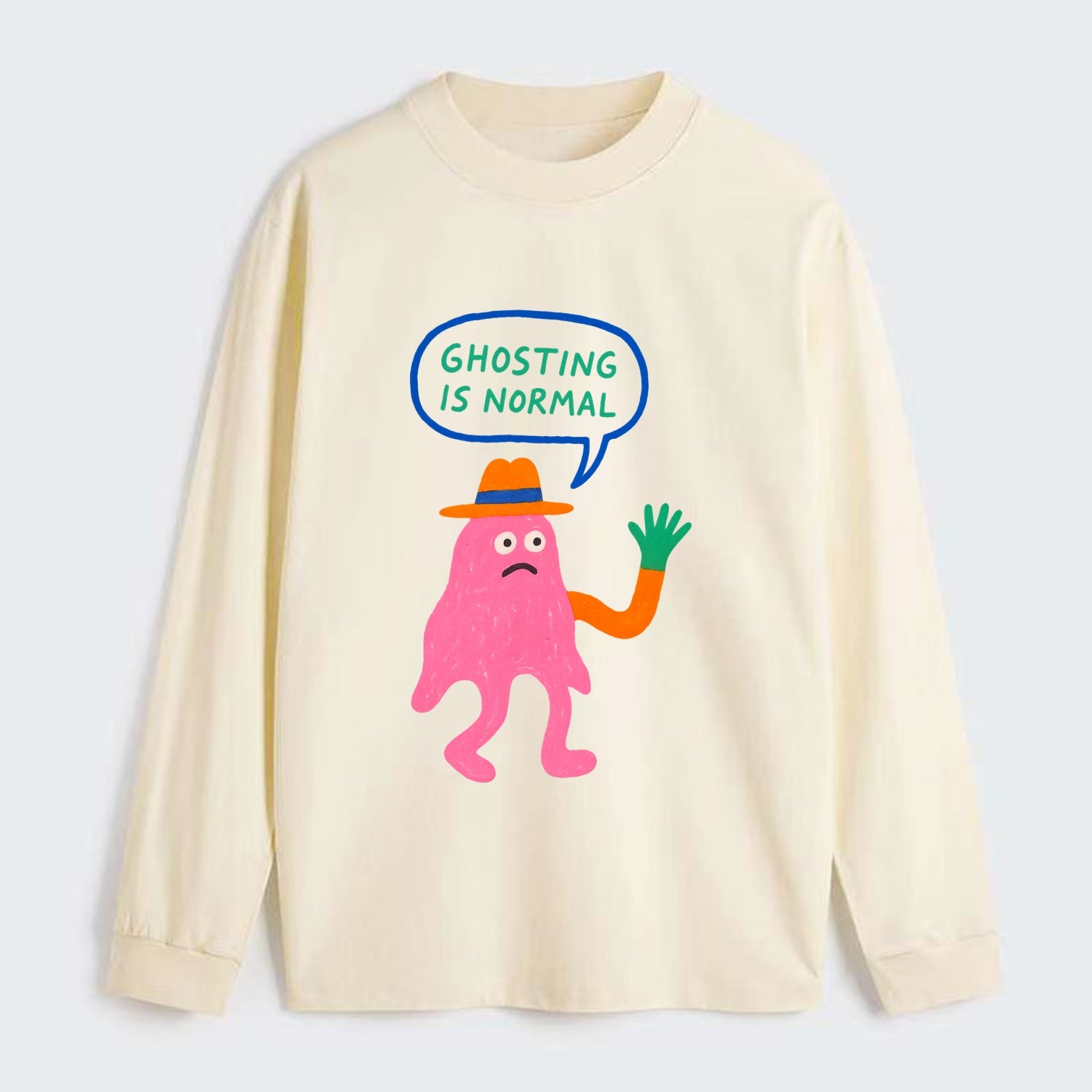 GHOSTING IS NORMAL | Transparent ghost texting - Classic Long Sleeve Shirt - Beige
