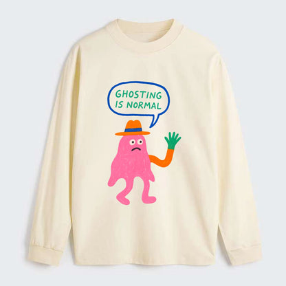 GHOSTING IS NORMAL | Transparent ghost texting - Classic Long Sleeve Shirt - Beige