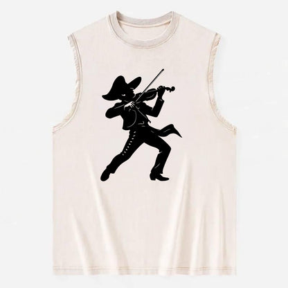 Mariachi violinist passionate performance - Vintage Washed Tank - Beige